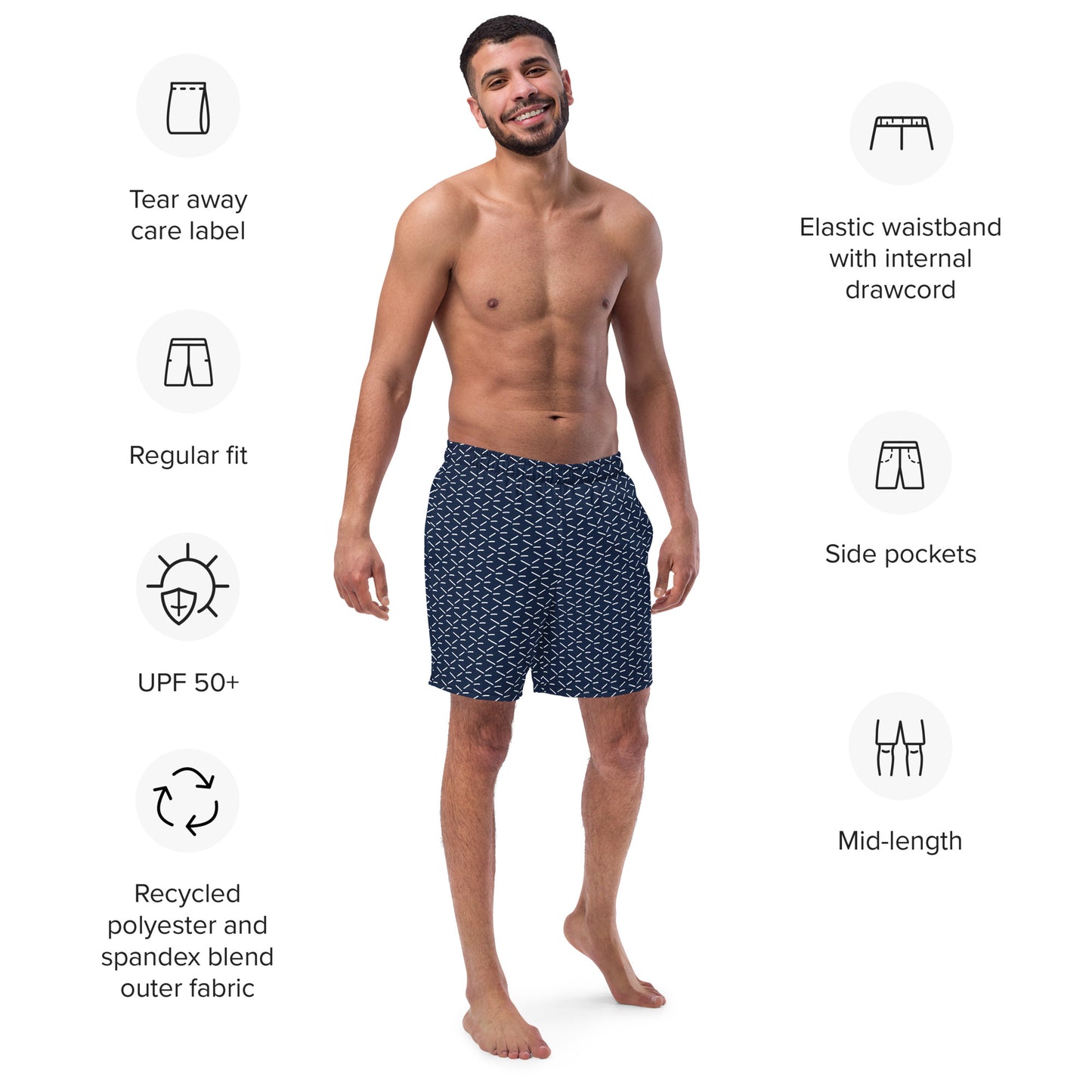 Men's Recycled Swim Trunks Blue Pattern | Summer Collection