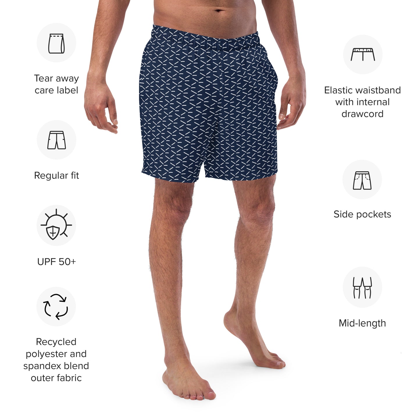 Men's Recycled Swim Trunks Blue Pattern | Summer Collection
