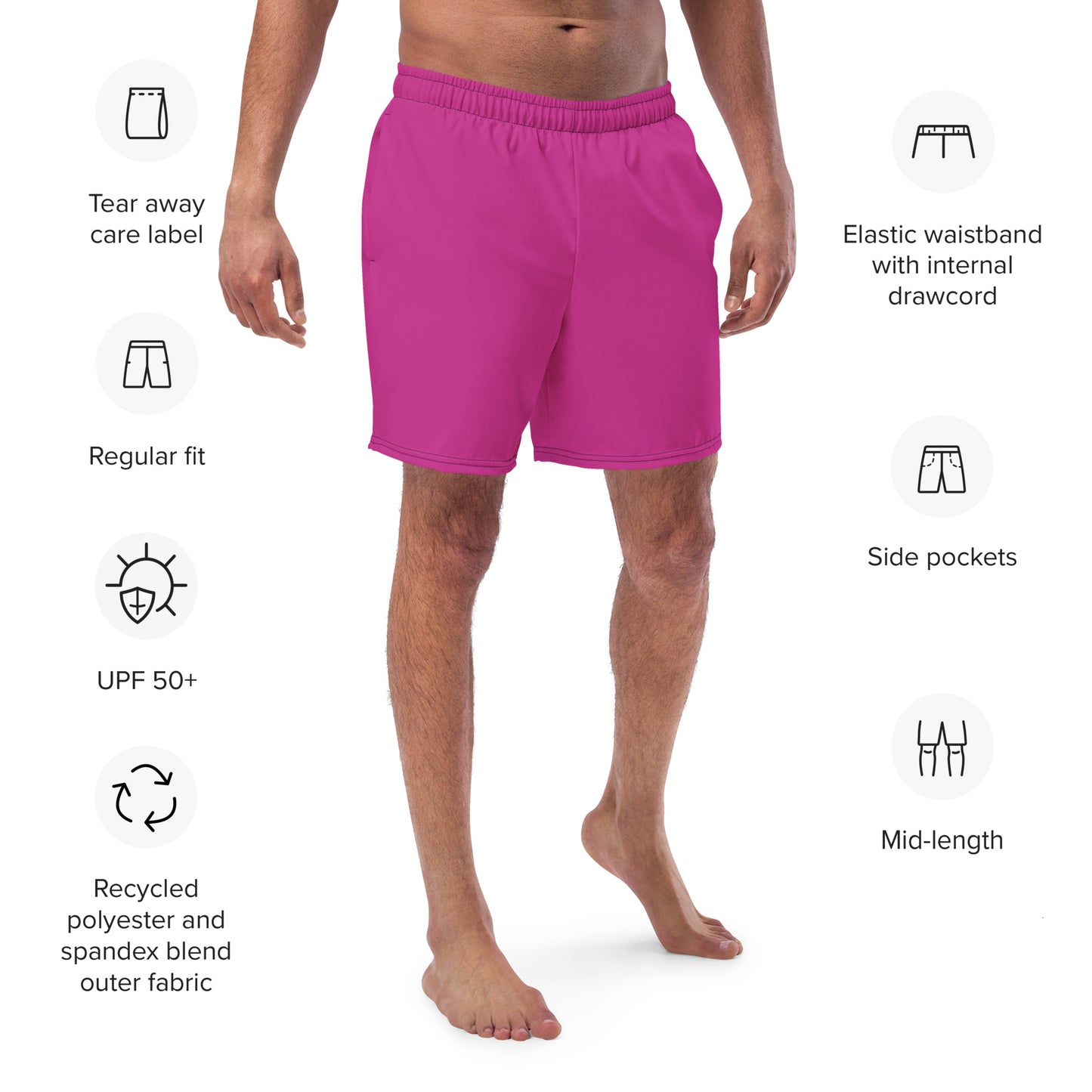 Eco-Friendly Recycled Swim Trunks Pink - Performance Swimwear