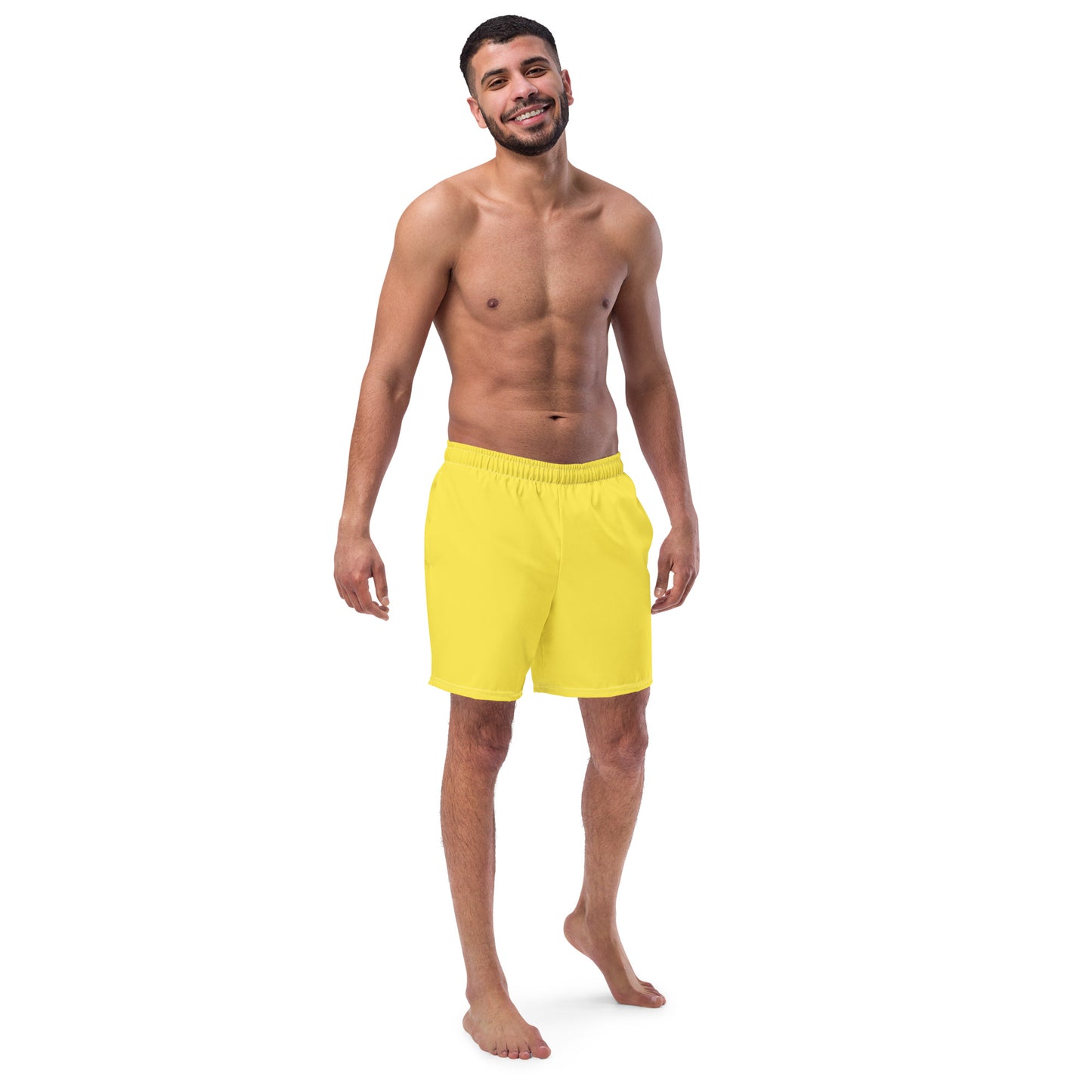 Recycled Swim Trunks - Eco-Friendly Yellow Mens Swim Trunks for Performance -
