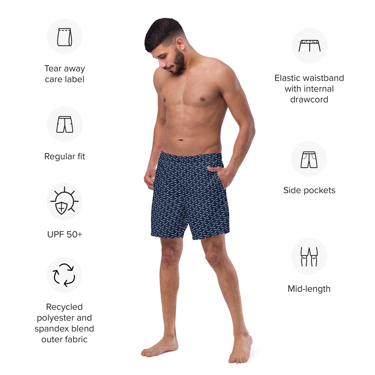 Men's Recycled Swim Trunks Blue Pattern | Summer Collection