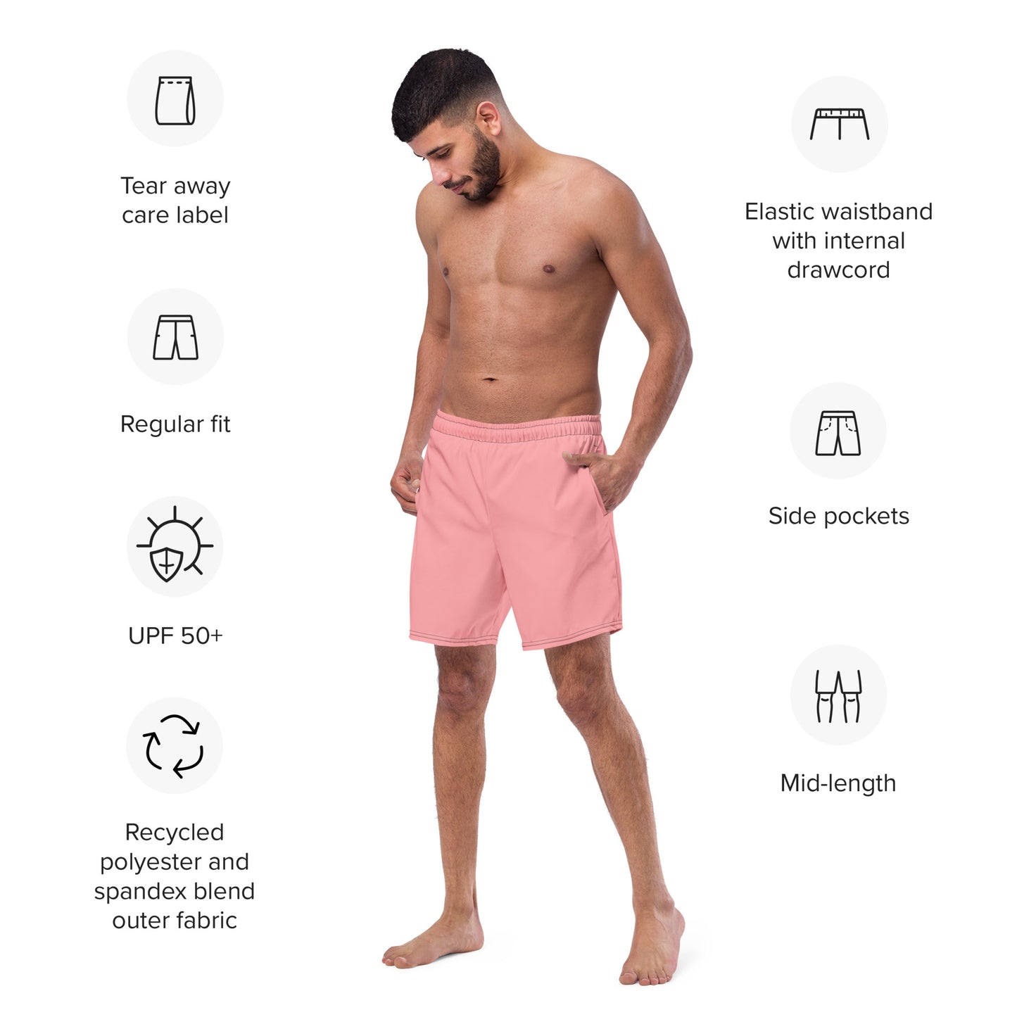 Recycled Swim Trunks Pink Panther - Eco-Friendly Performance Swimwear