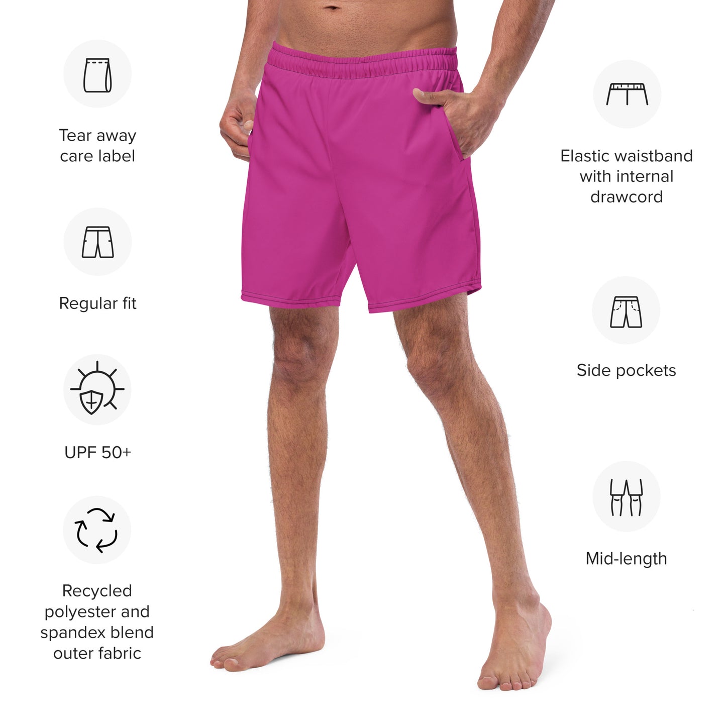 Eco-Friendly Recycled Swim Trunks Pink - Performance Swimwear