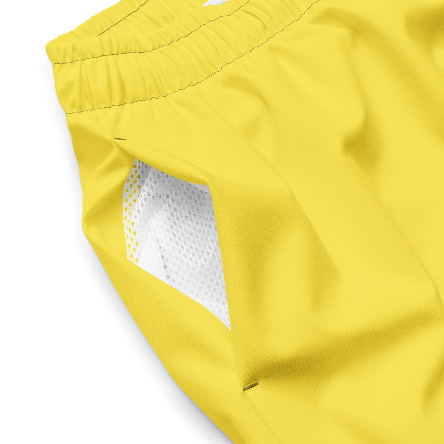 Recycled Swim Trunks Yellow Warning - Eco-Friendly Performance Swimwear