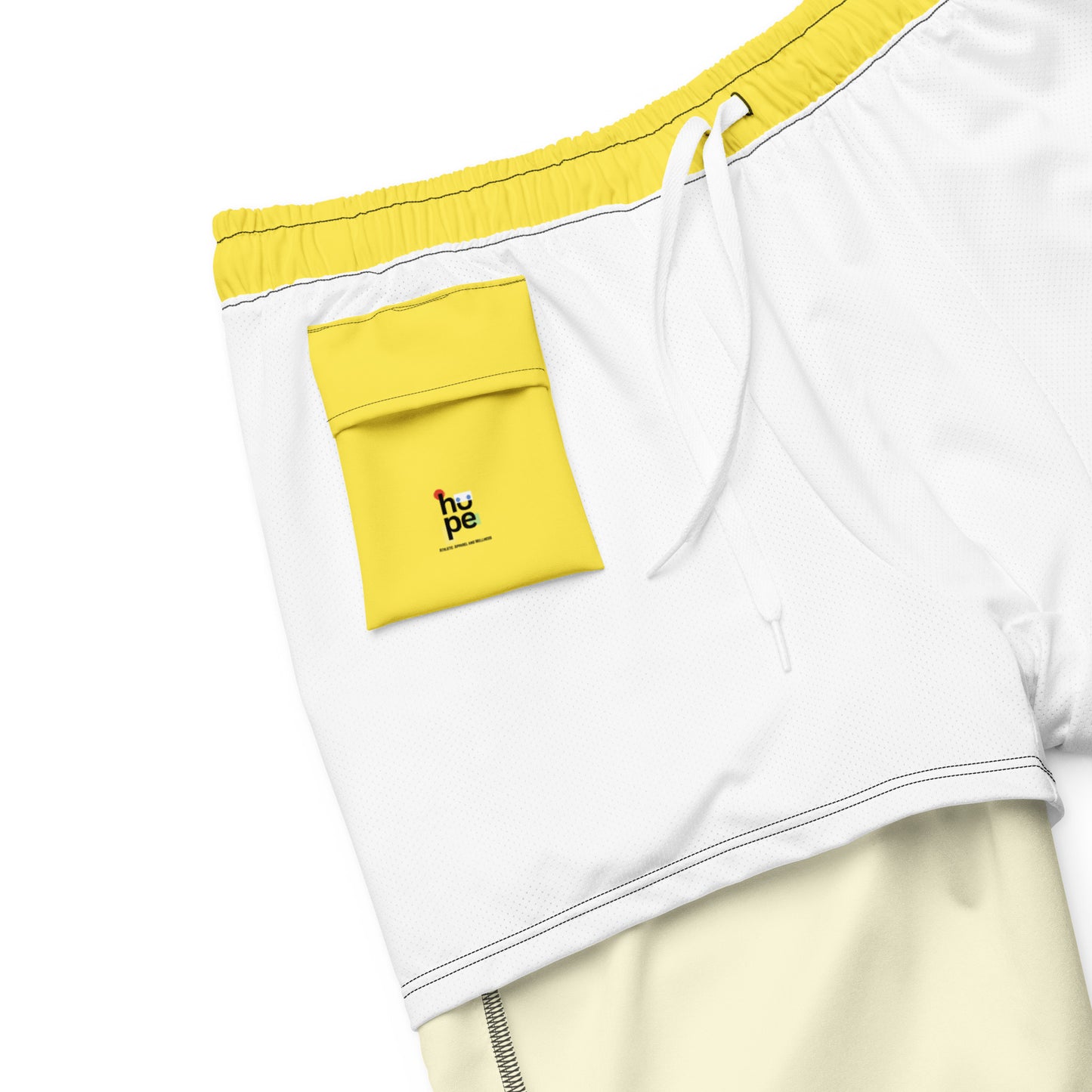 Recycled Swim Trunks Yellow Warning - Eco-Friendly Performance Swimwear