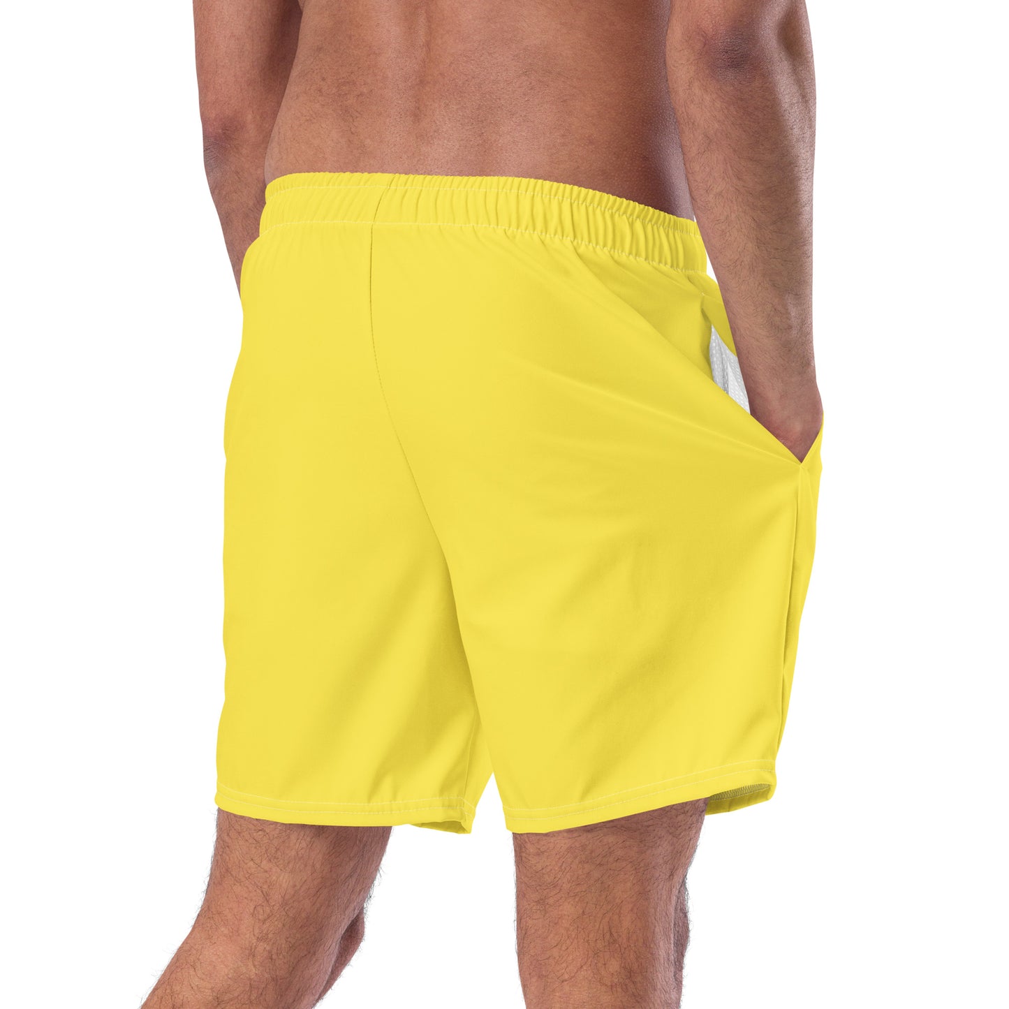 Recycled Swim Trunks - Eco-Friendly Yellow Mens Swim Trunks for Performance -