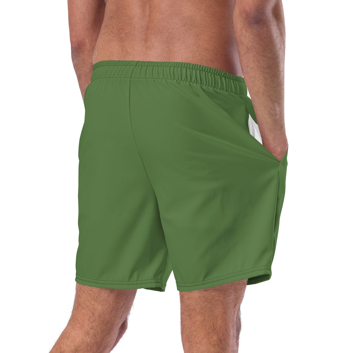 Eco-Friendly Men's Swim Trunks - Pure Pine Green Performance Swimwear -