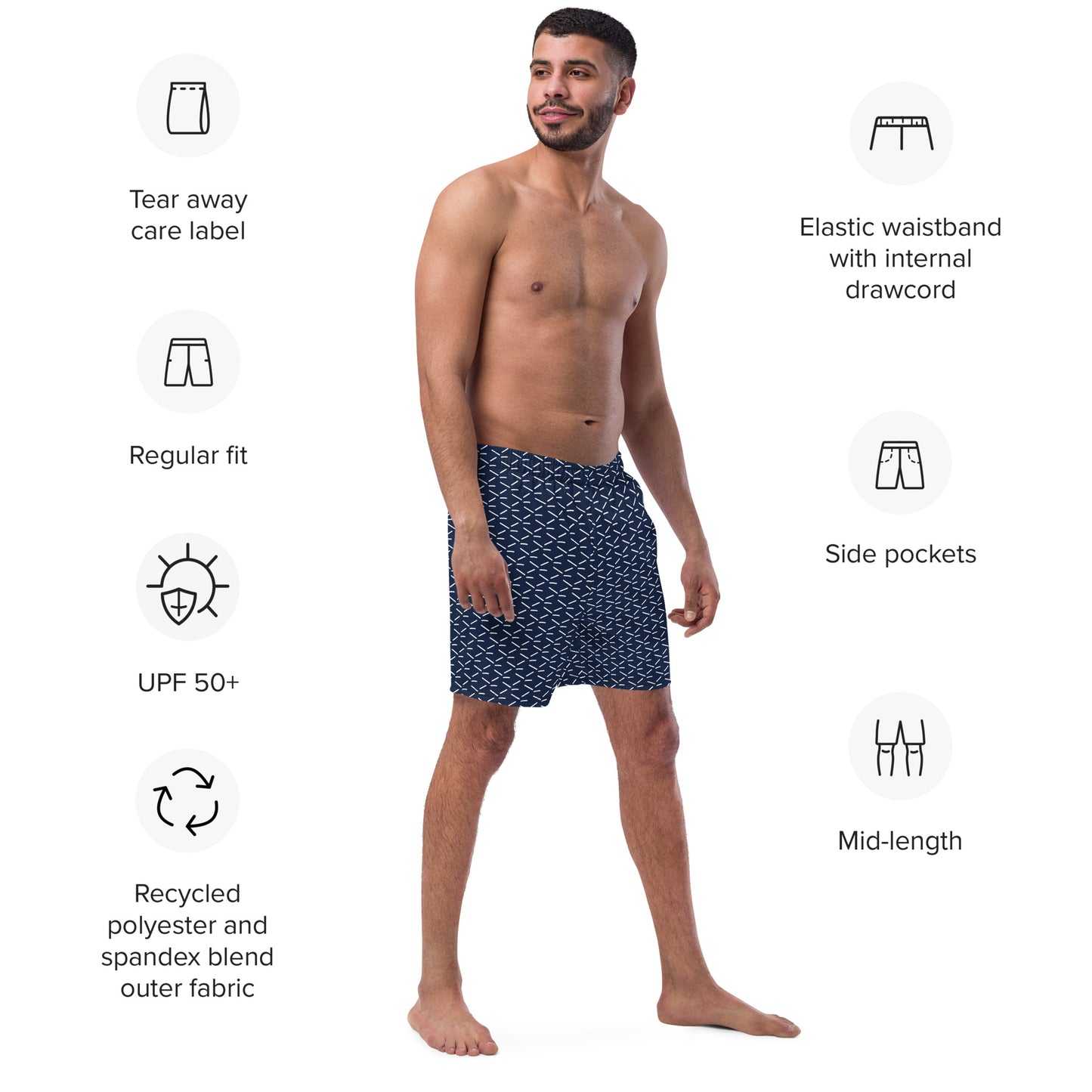 Men's Recycled Swim Trunks Blue Pattern | Summer Collection
