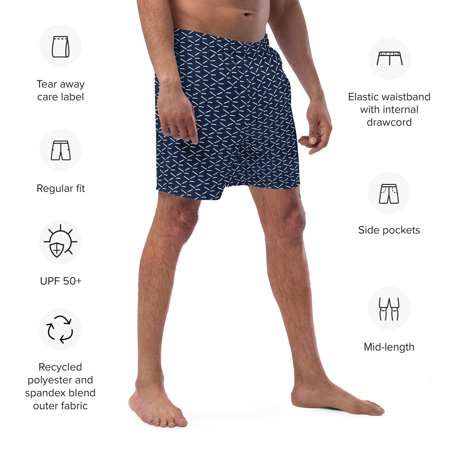 Men's Recycled Swim Trunks Blue Pattern | Summer Collection