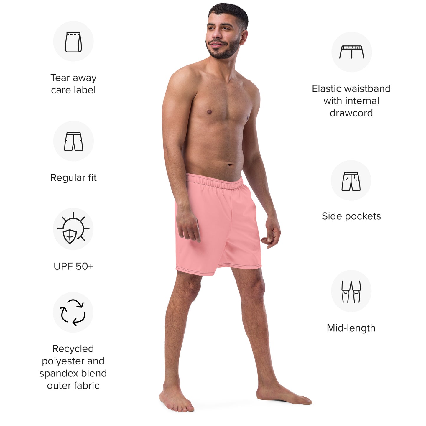 Recycled Swim Trunks Pink Panther - Eco-Friendly Performance Swimwear