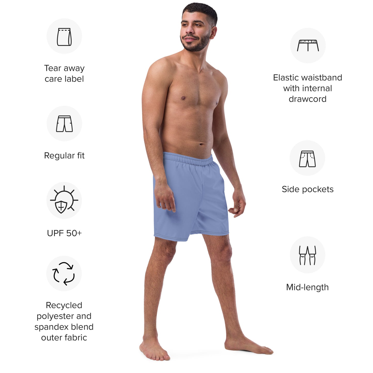 Eco-Friendly Recycled Swim Trunks Lavender - Performance Swimwear