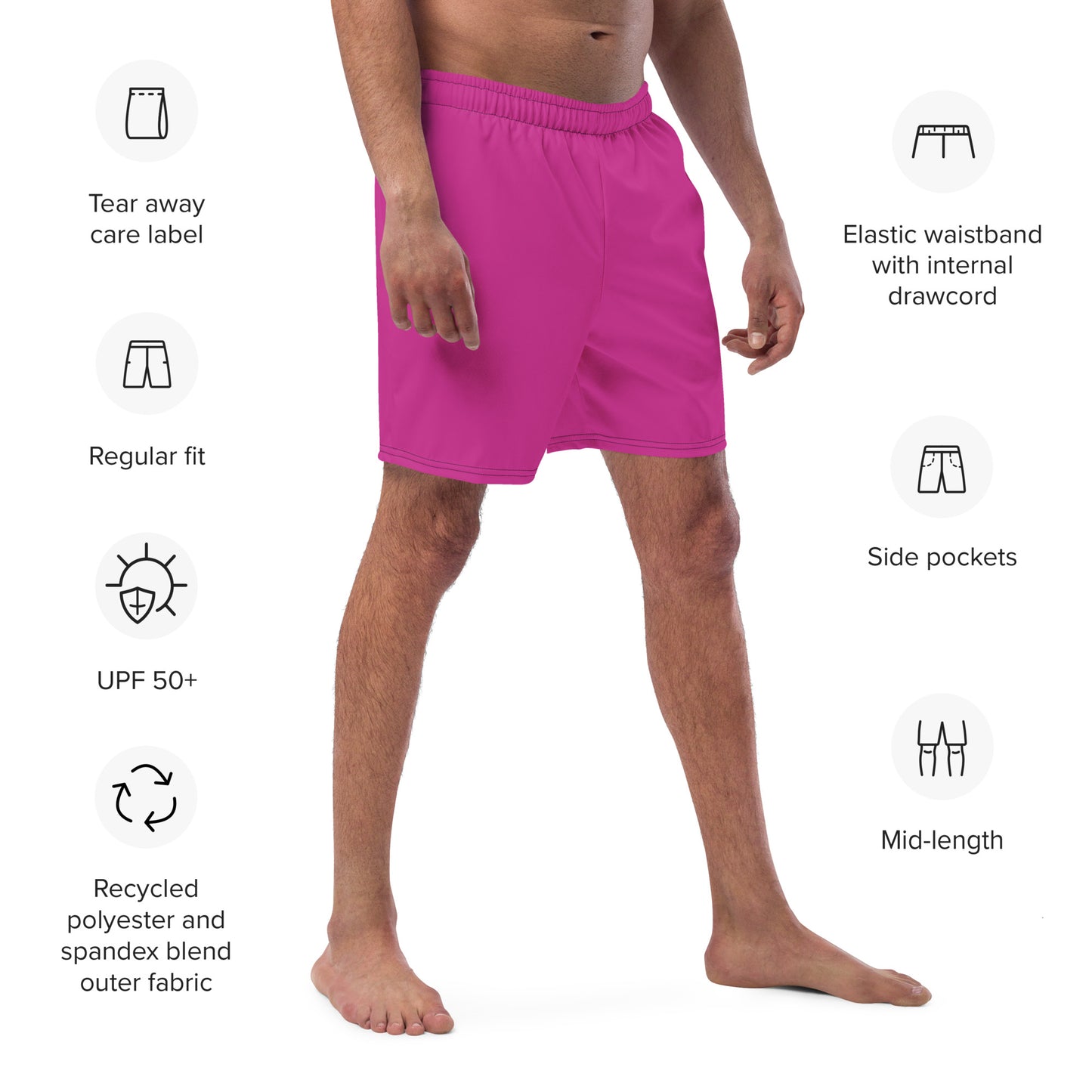 Eco-Friendly Recycled Swim Trunks Pink - Performance Swimwear