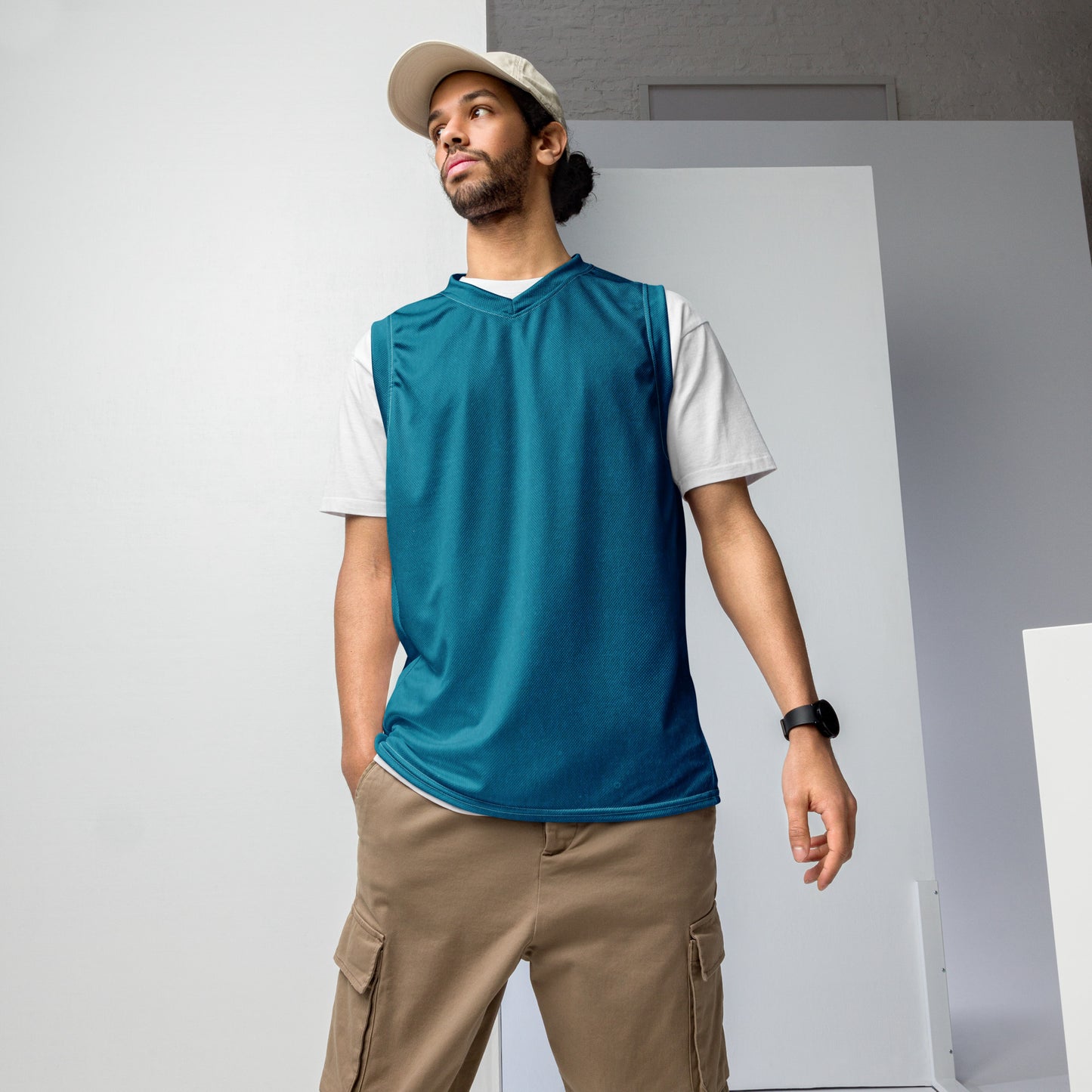 Men's Basketball Jersey Recycled Blue Diamond Workout Pre Warm Up | High-Performance Apparel