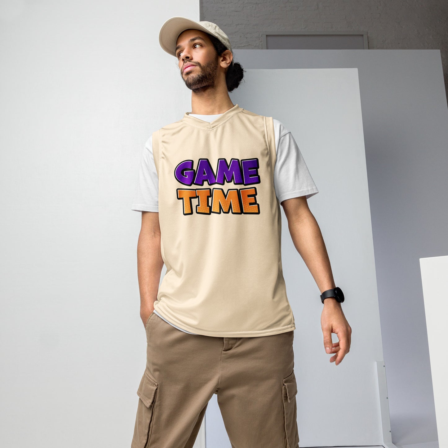 Men's Recycled Basketball Jersey - Game Time for Eco-Friendly Athletes -