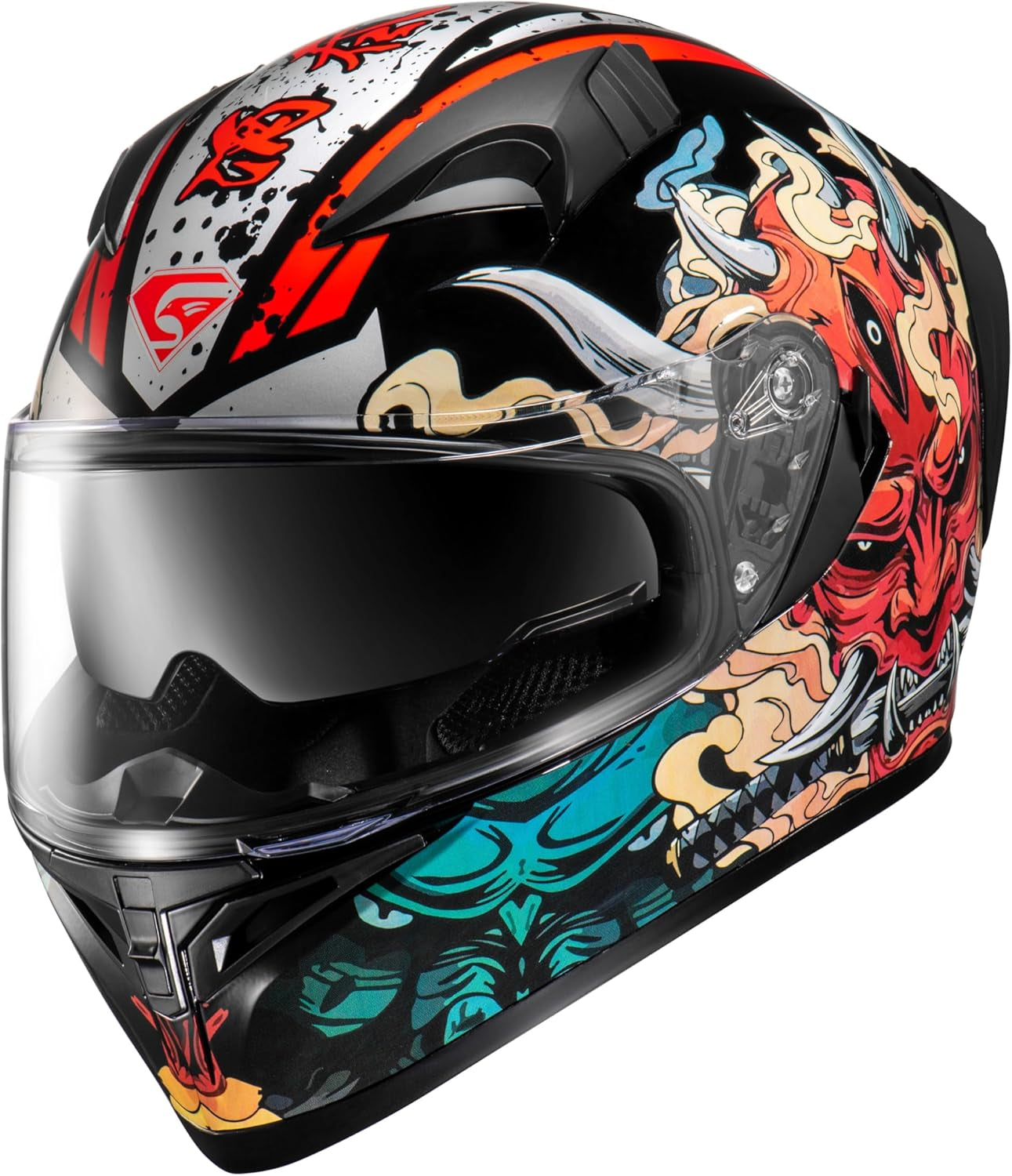Full Face Motorcycle Helmet with Internal Tinted Visor & DOT Approved for Moped ATV Cruiser Scooter (Matt Red, Large)