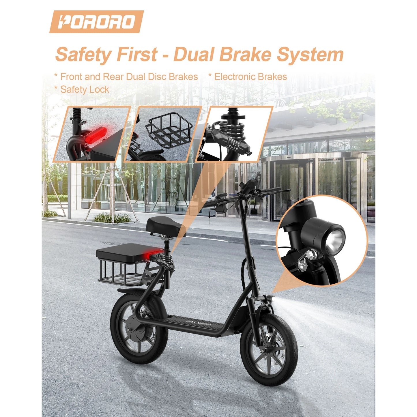 Electric Scooter for Adults, Max 25 Miles Range, with 14" Tires, 500W, 22MPH, Black