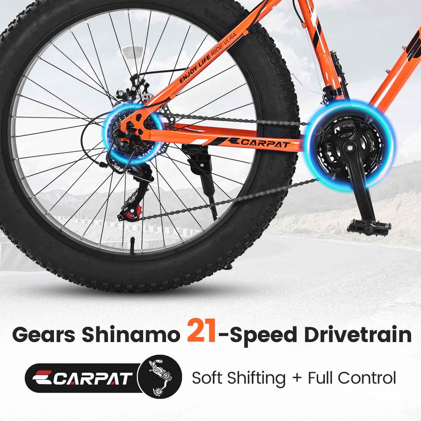 26" Fat Tire Mountain Bike - 21-Speed Shimano, Dual Disc