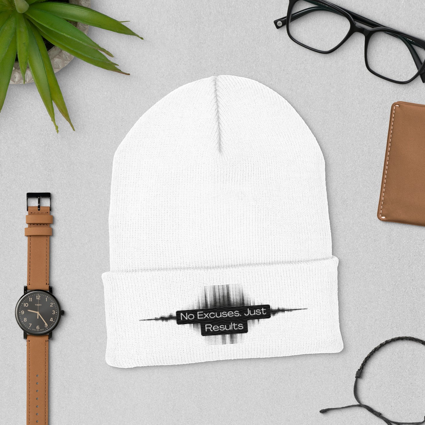Unisex Cuffed Beanie- No Excuses Just Results -