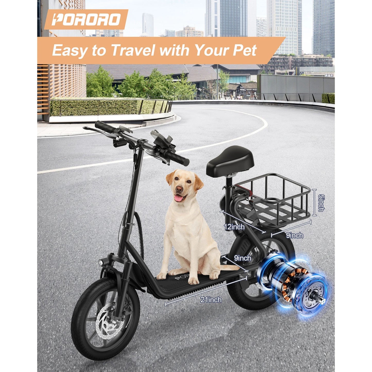 Electric Scooter for Adults, Max 25 Miles Range, with 14" Tires, 500W, 22MPH, Black