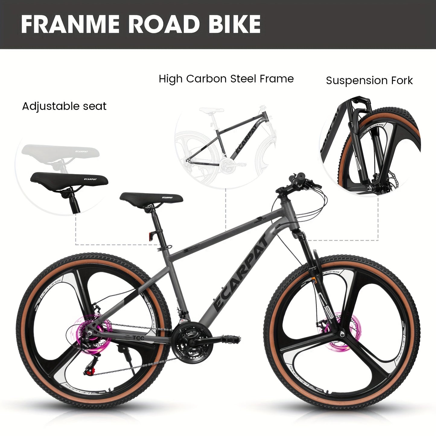 27.5" Mountain Bike - 21-Speed Dual Disc Brake Road Bicycle