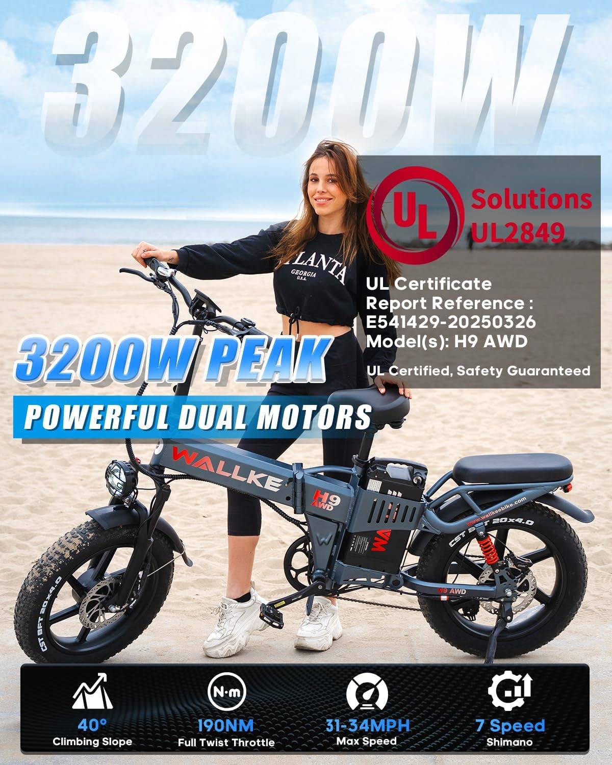 Electric Fat Tire Folding E-Bike for Adults - 20" Fat Tire with Hydraulic Brakes -
