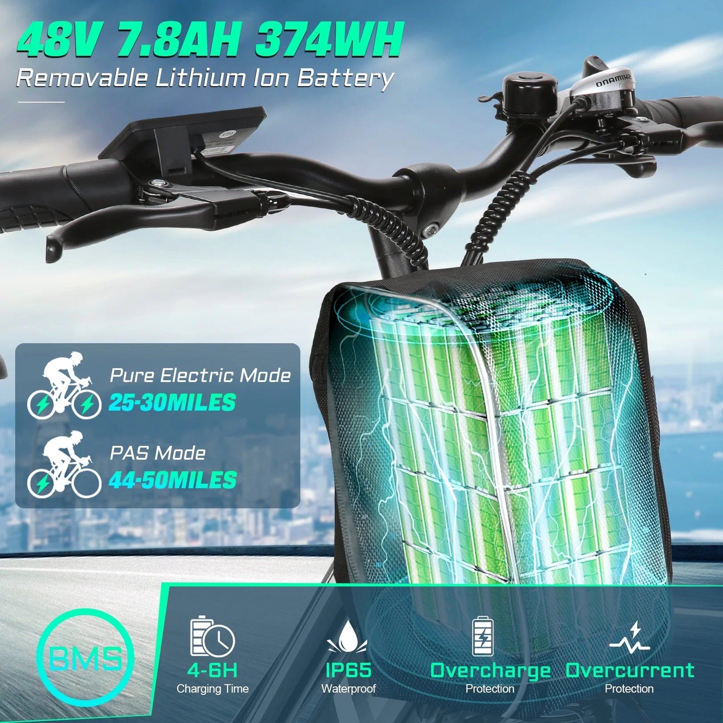 Electric Bike 500W - 26" Low Step Frame with 48V Battery and 7-Speed Gear -