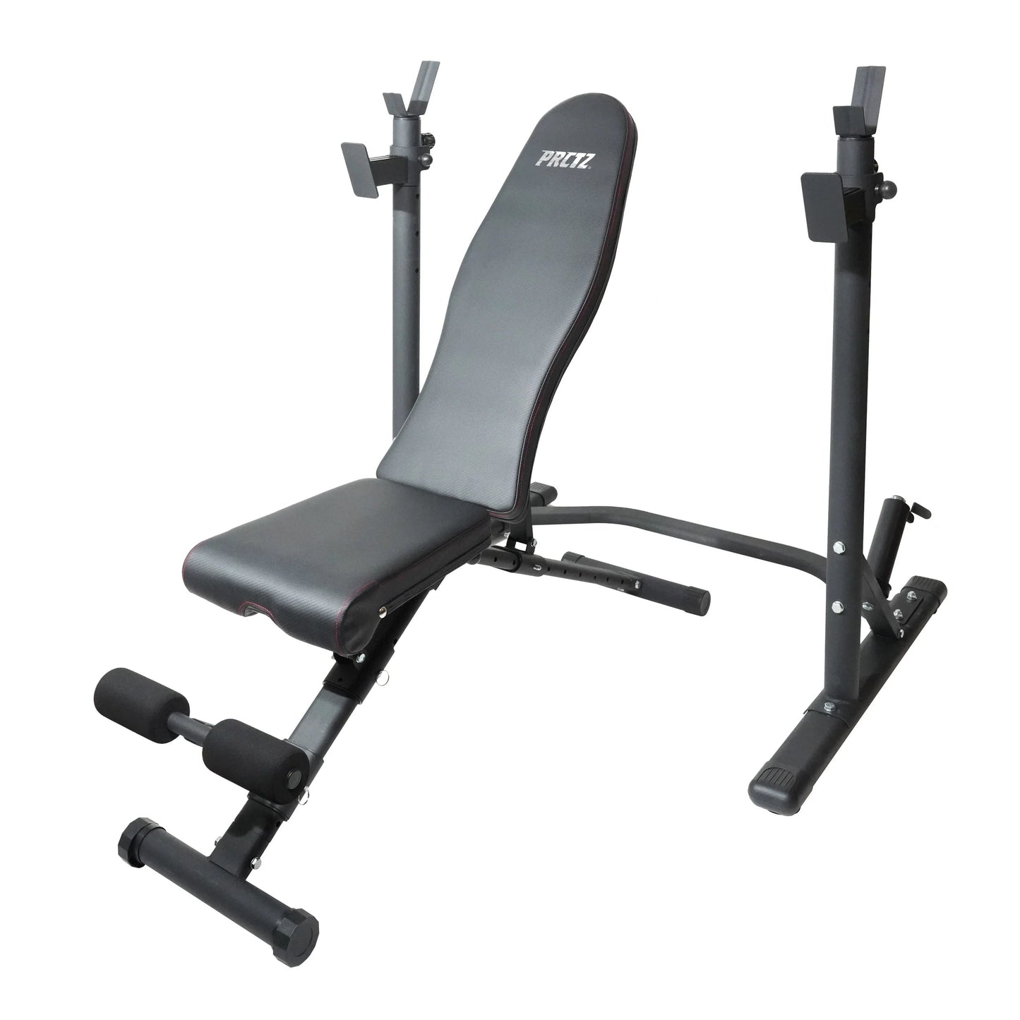 Weight Bench with Squat Rack - Foldable FID Bench with Weight Storage Solution -