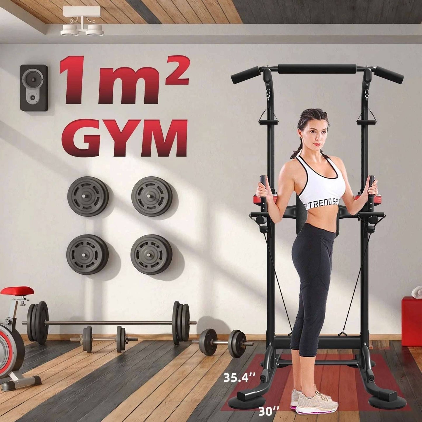 Power Tower for Home Gym - Dip Station and Pull-Up Bar Fitness Equipment -