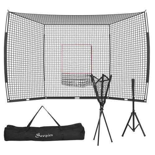 Soozier 17' x 5.5' Baseball Net with Strike Zone, Tee, Caddy, and Carry Bag