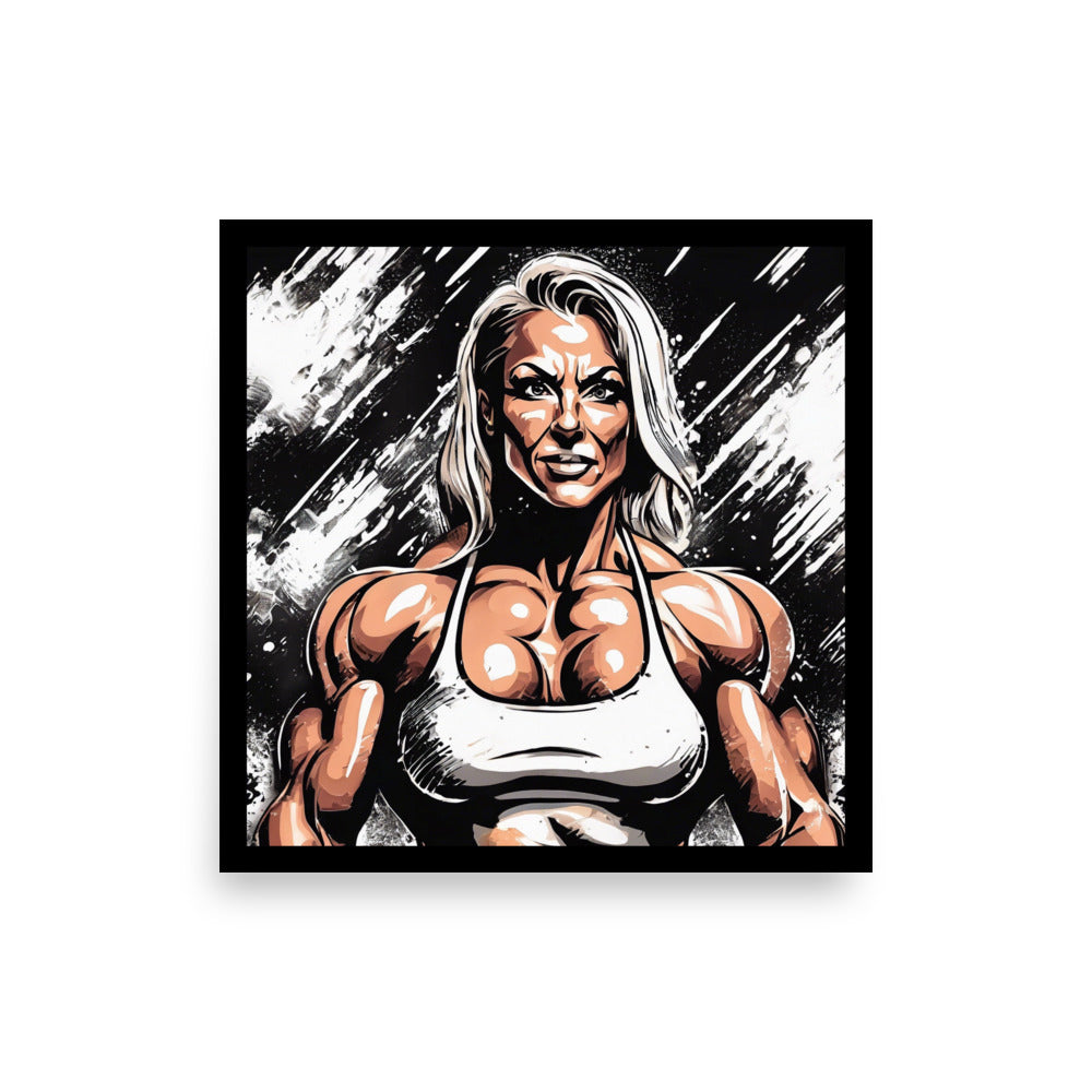 Women’s Bodybuilding Motivation Poster - Strength & Power Wall Art for Inspiring Home Gym Decor -