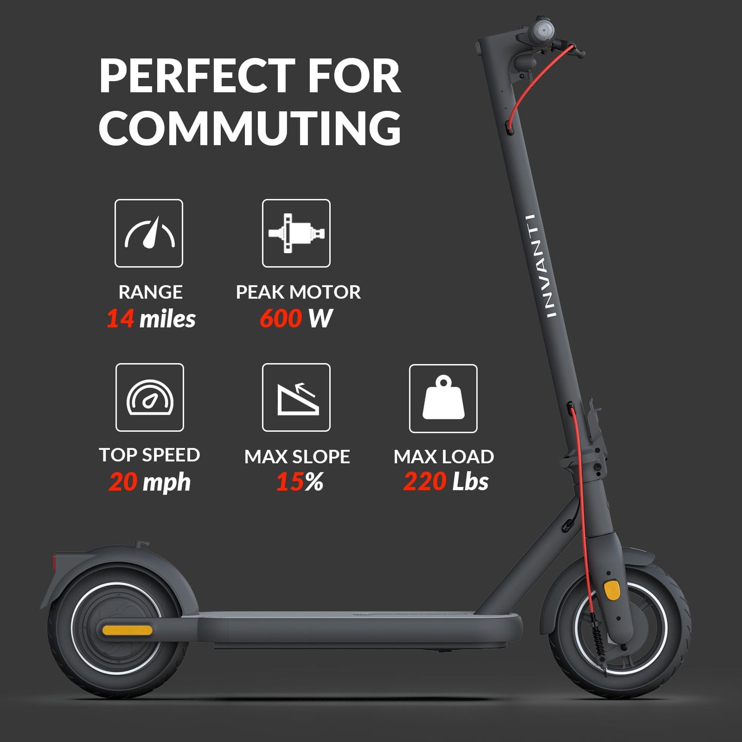 Electric Scooter Portable Folding Commuting E-Scooter with Turn Signals & App Control