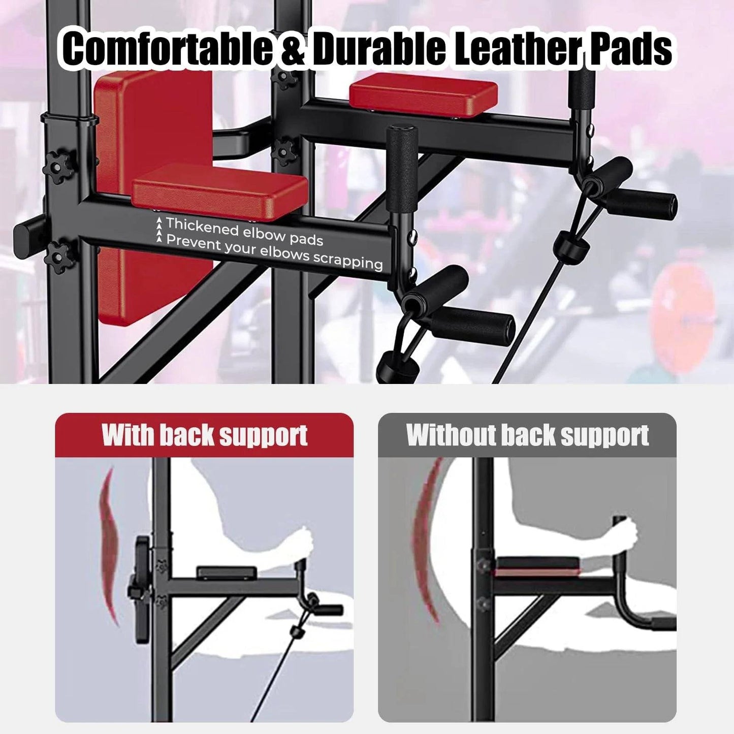 Power Tower for Home Gym - Dip Station and Pull-Up Bar Fitness Equipment -