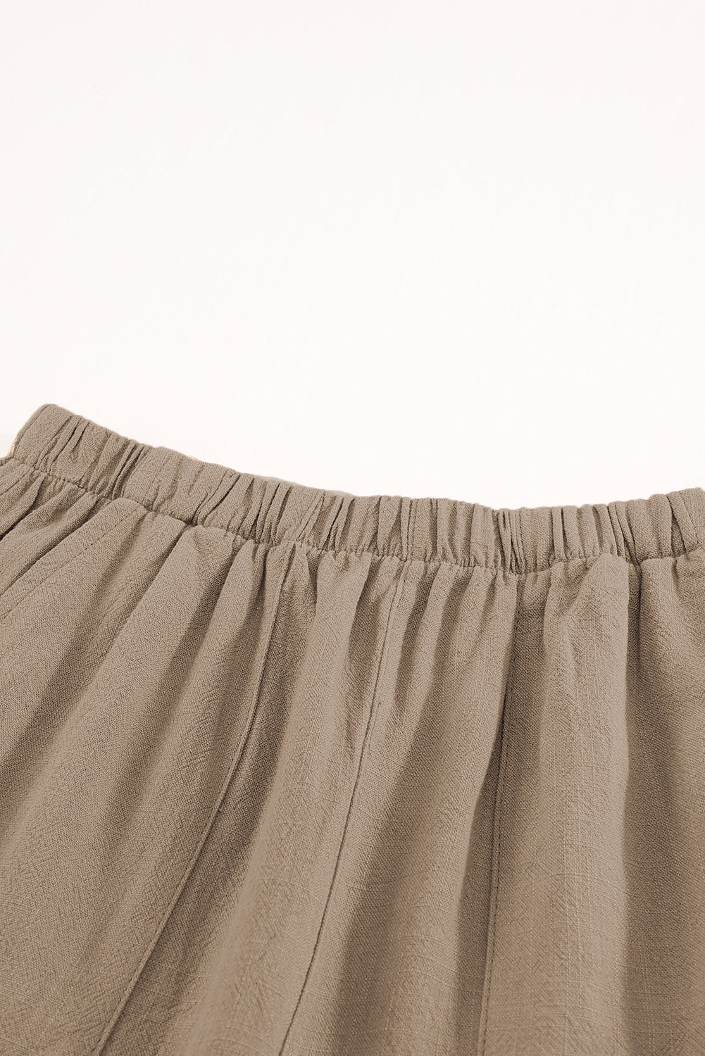 Khaki High Waist Pocketed Ruffle Shorts -