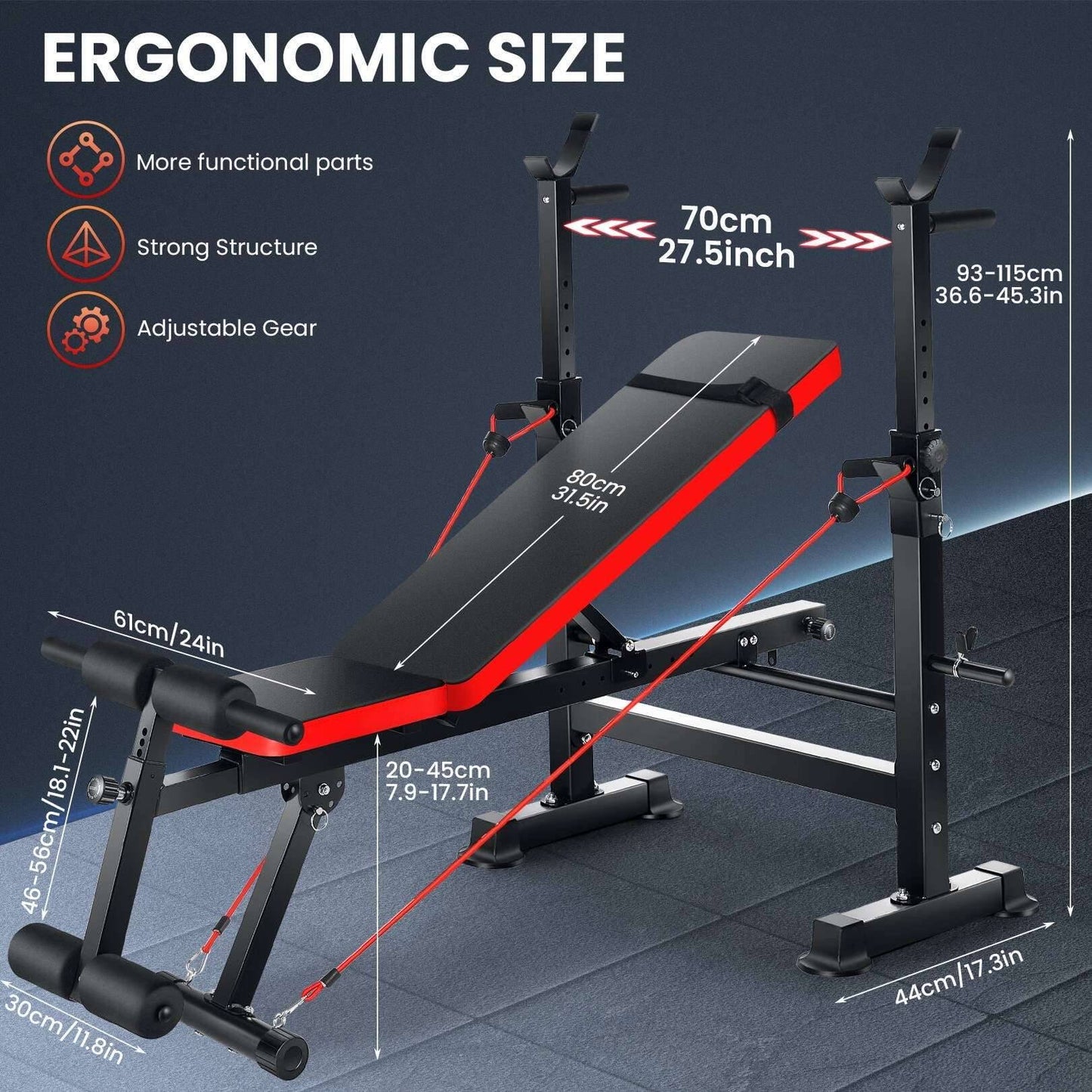 Adjustable Weight Bench Set - 6 in 1 Bench Press for Versatile Workout -