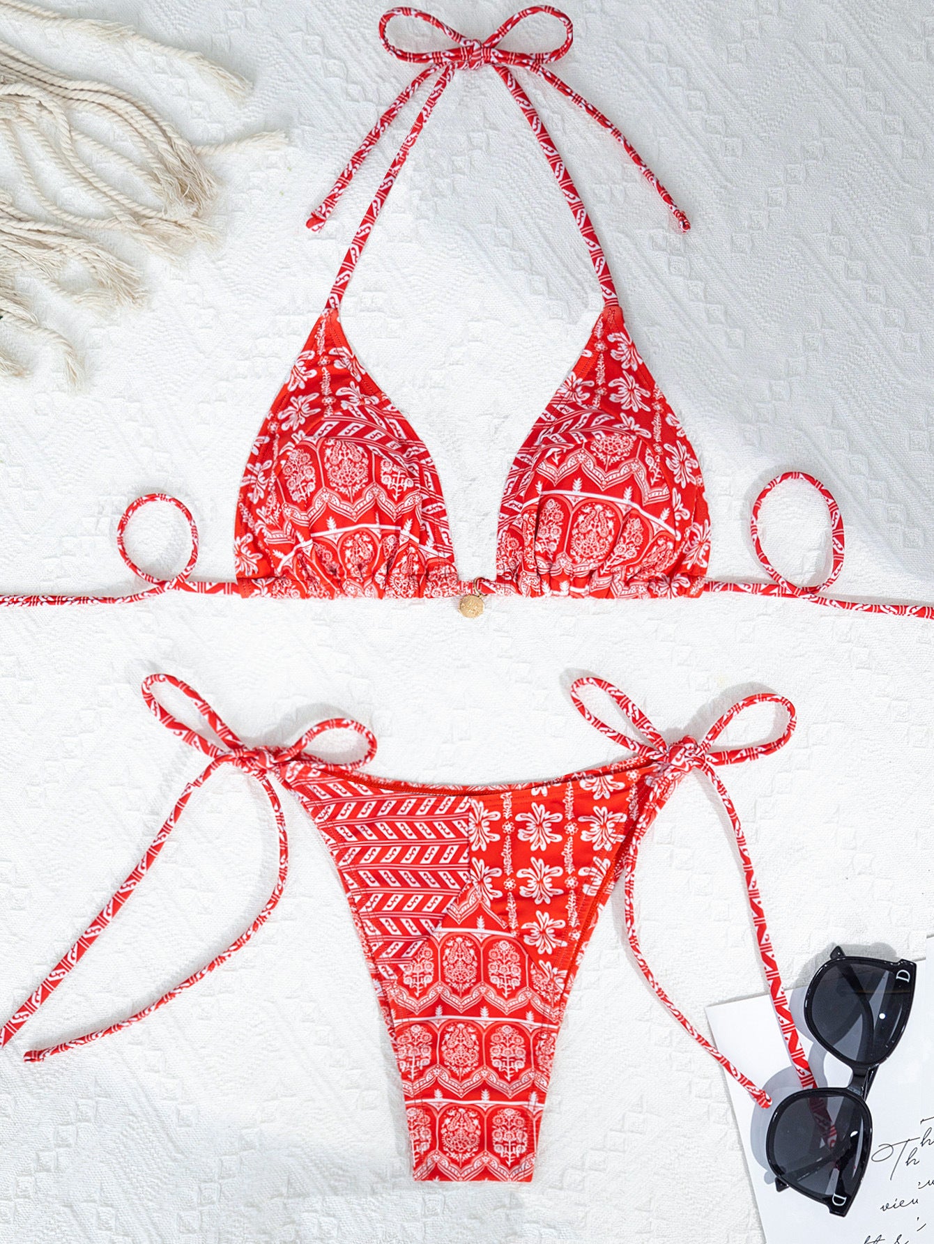 Split Bikini Swimsuit - Printing & Stitching Details