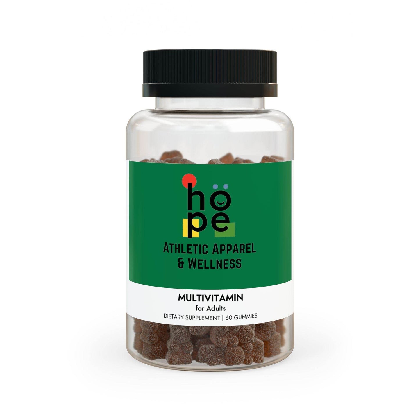 Printify adult multivitamin gummies in clear bottle with green label and black cap for wellness
