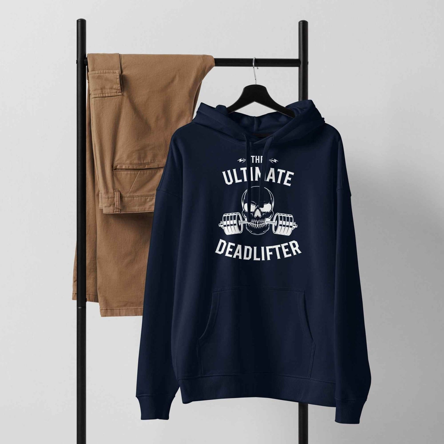 Men's Organic Hoodie with Ultimate Deadlifter Design for Fitness Enthusiasts -