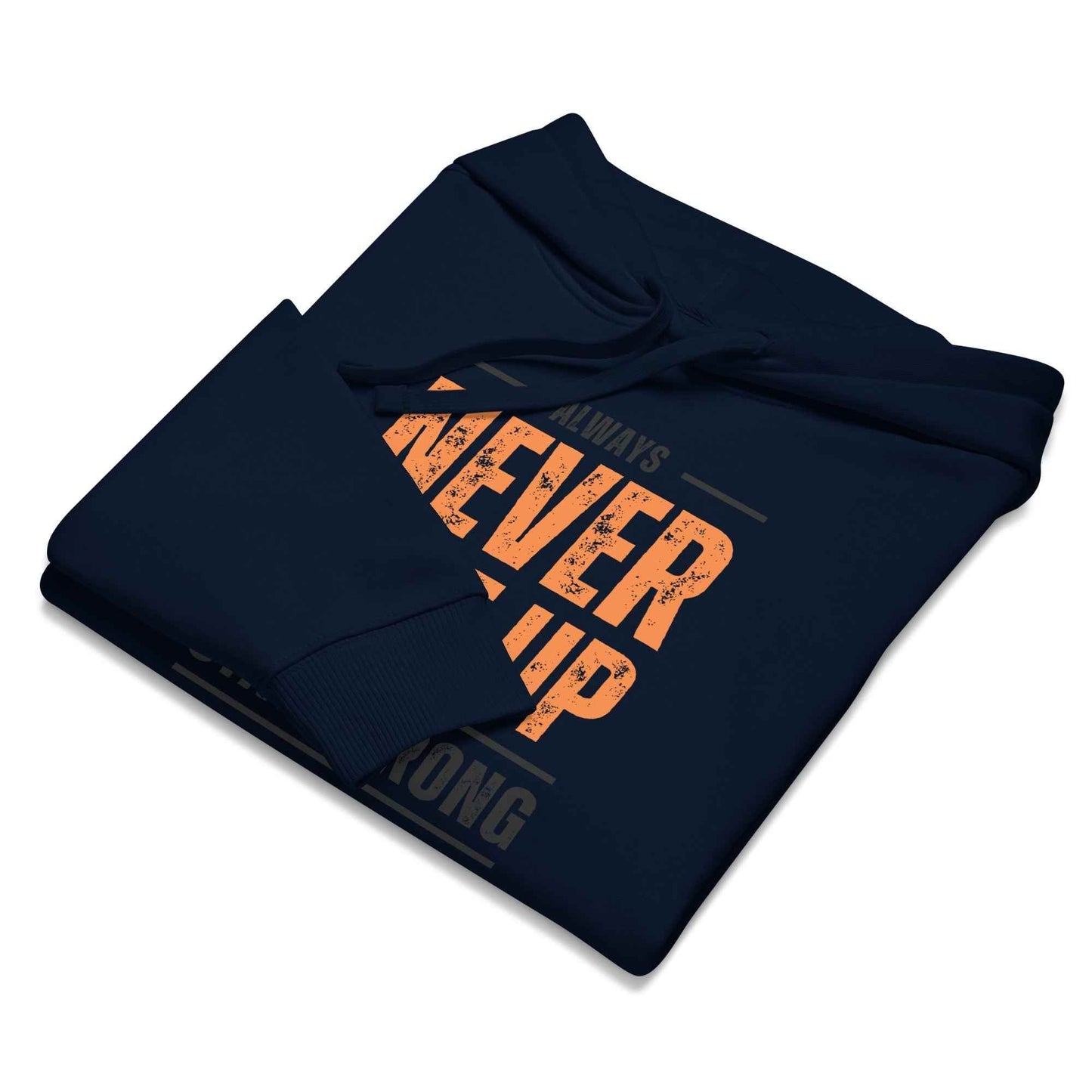 Men's Hoodie - Organic Relaxed Fit Inspirational Design with Never Give Up Motif -