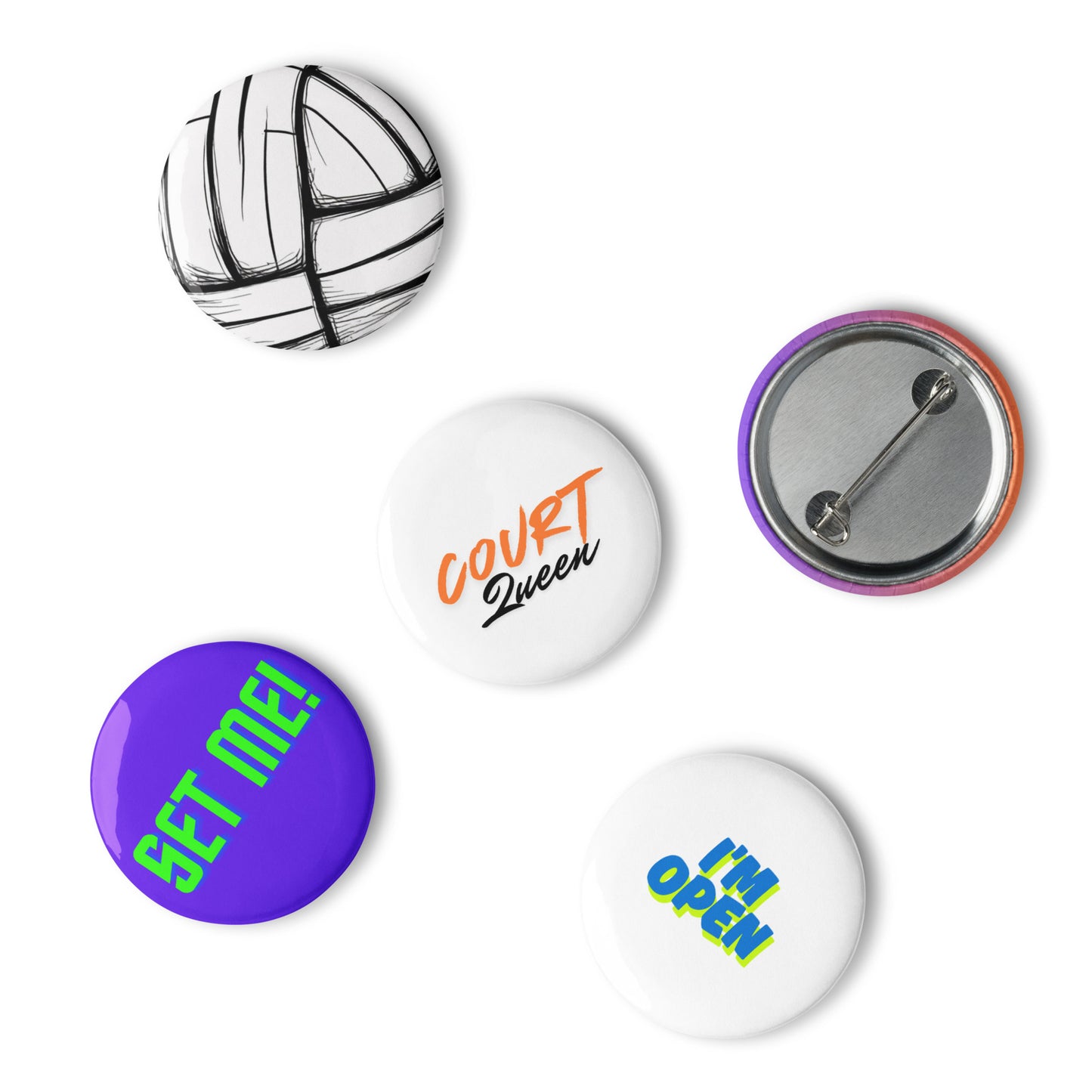 Volleyball Tournament Gift: Collectible Pin Buttons - Unique Set of 5 for Fans and Players