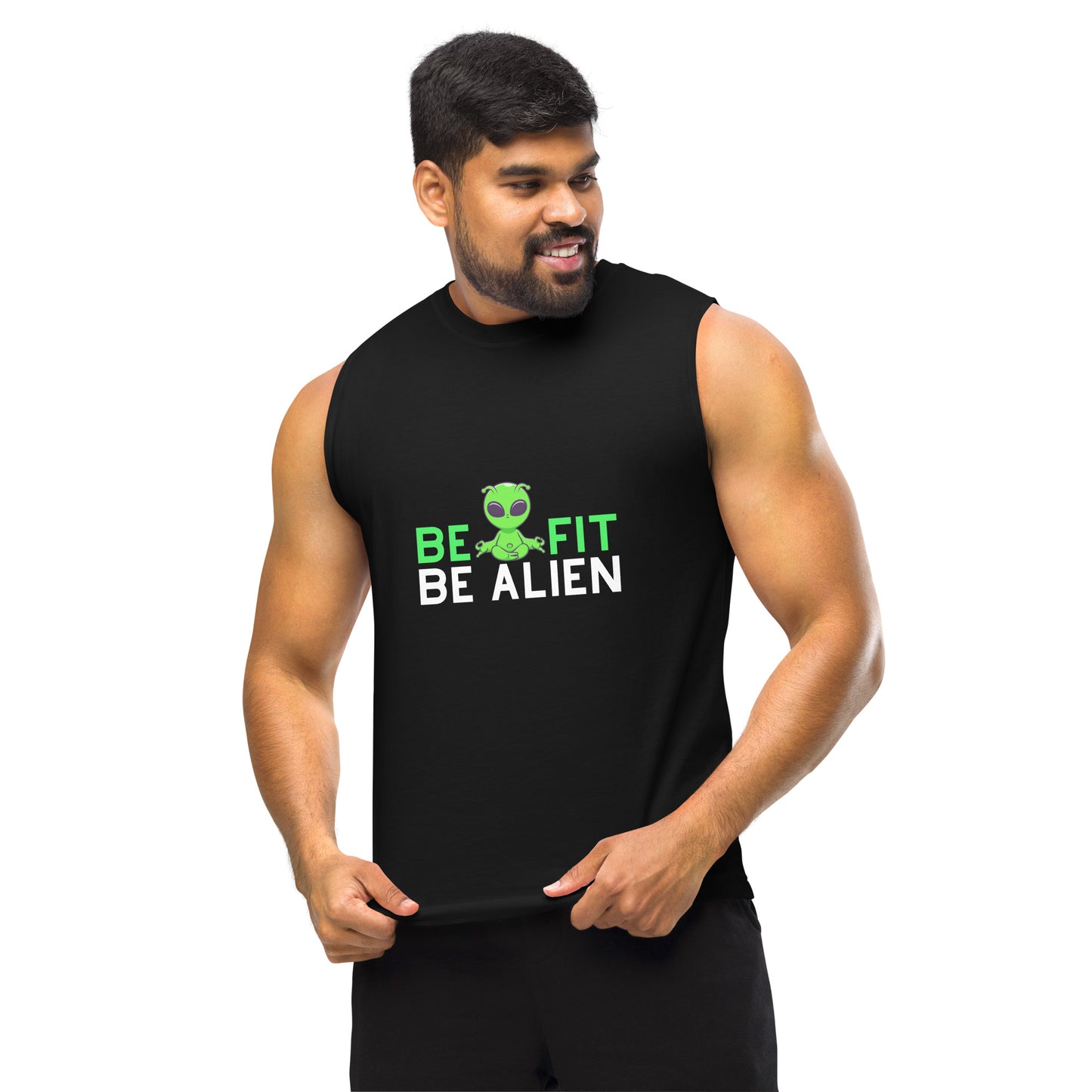 Men's Be Fit Be Alien Muscle Shirt - Out-of-this-World Fitness