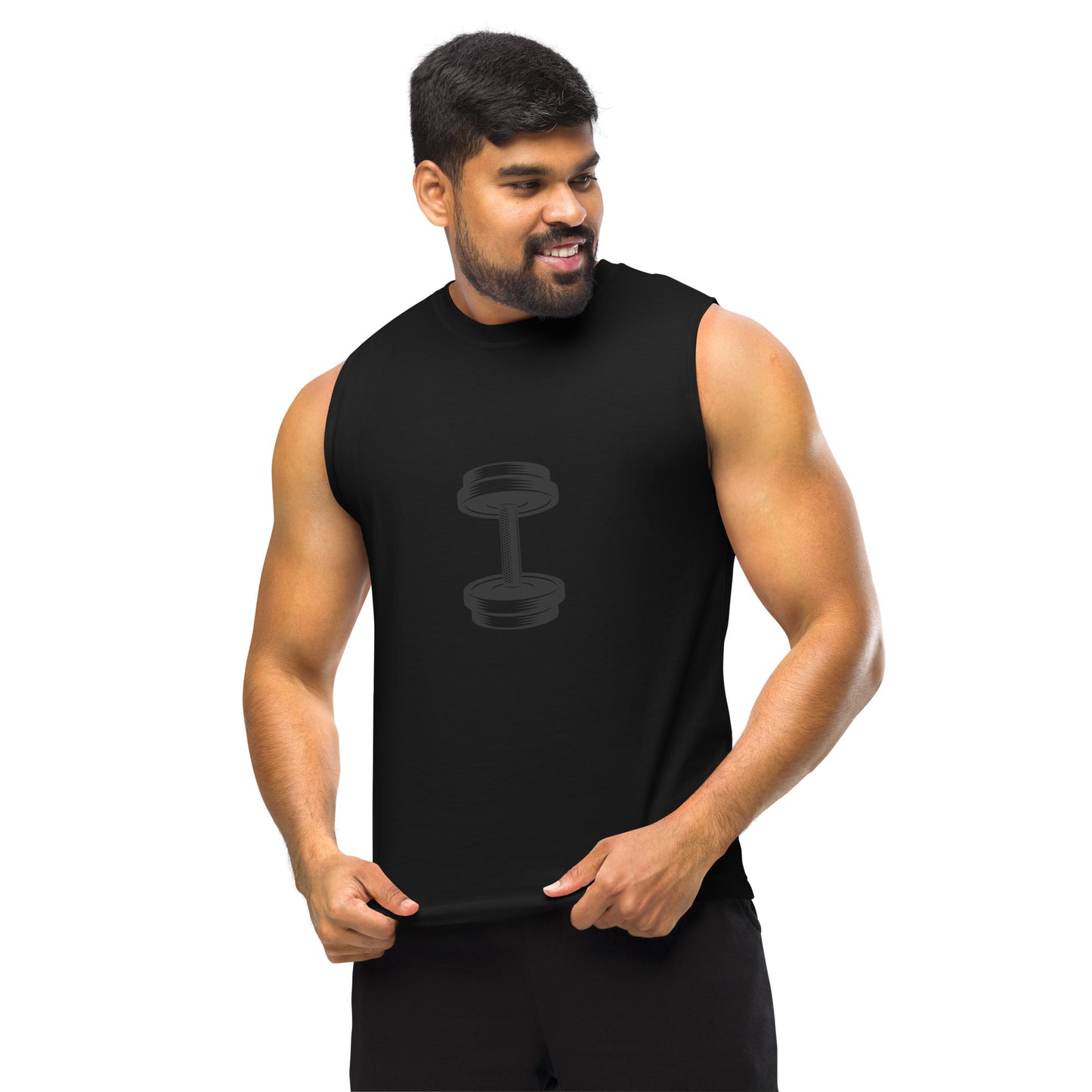 Men's Muscle Fit Dumbbell Design Shirt - Performance Gym Wear