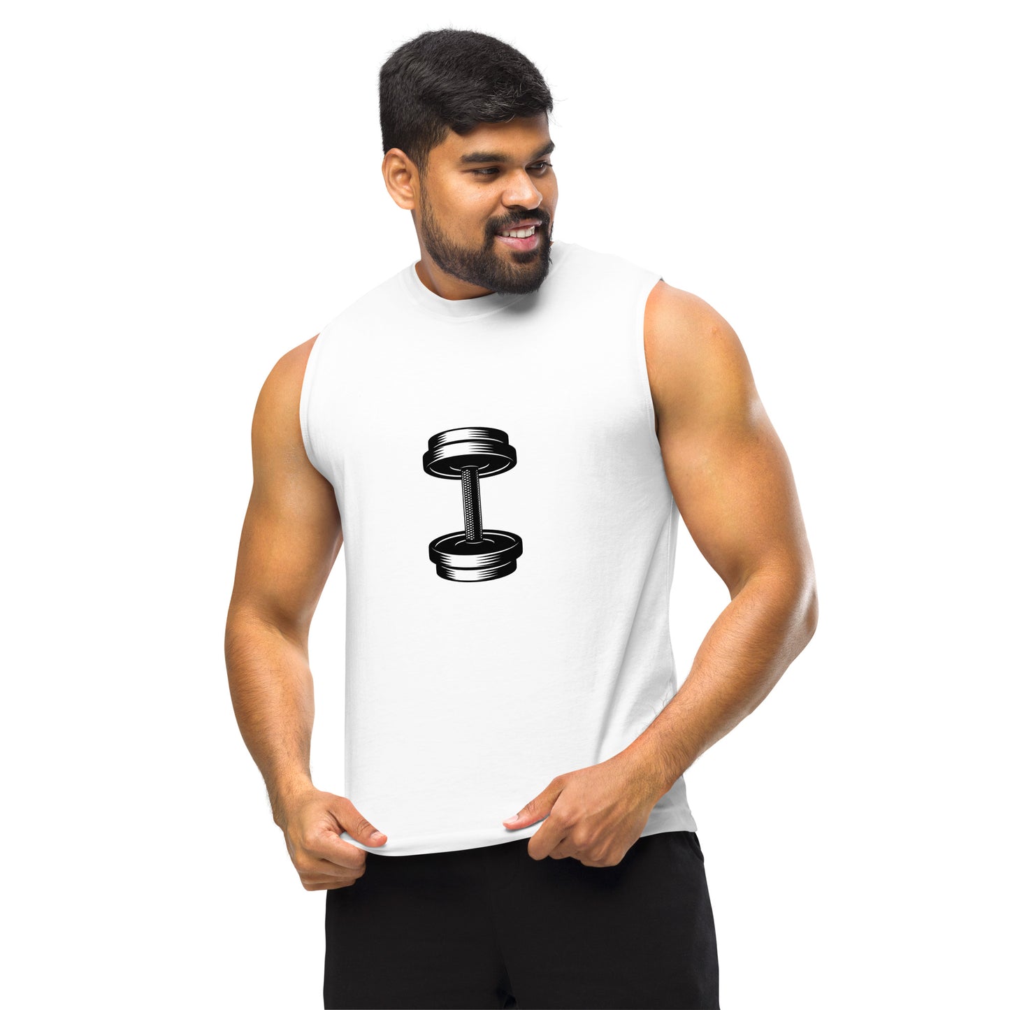 Men's Muscle Fit Dumbbell Design Shirt - Performance Gym Wear