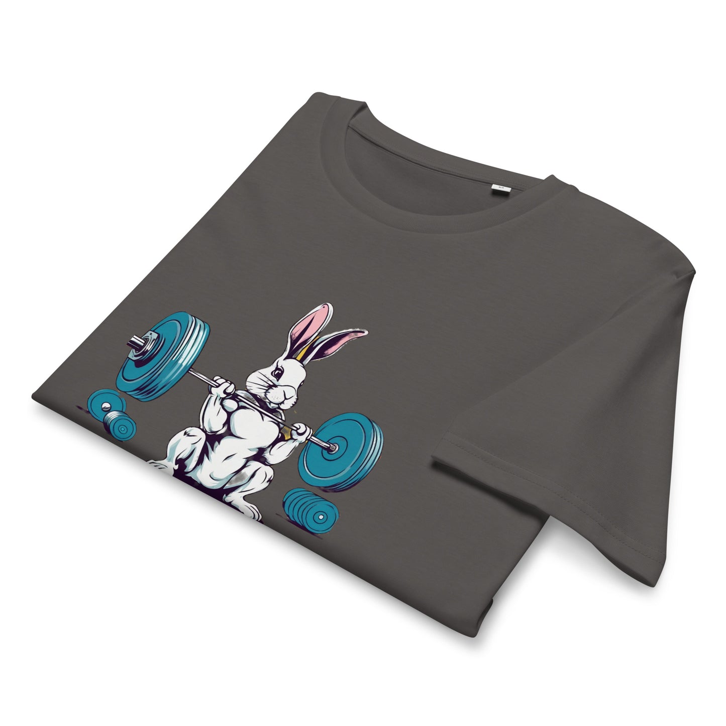 Men's Organic Mid-Light T-Shirt Bunny Weightlifting | Eco-Friendly
