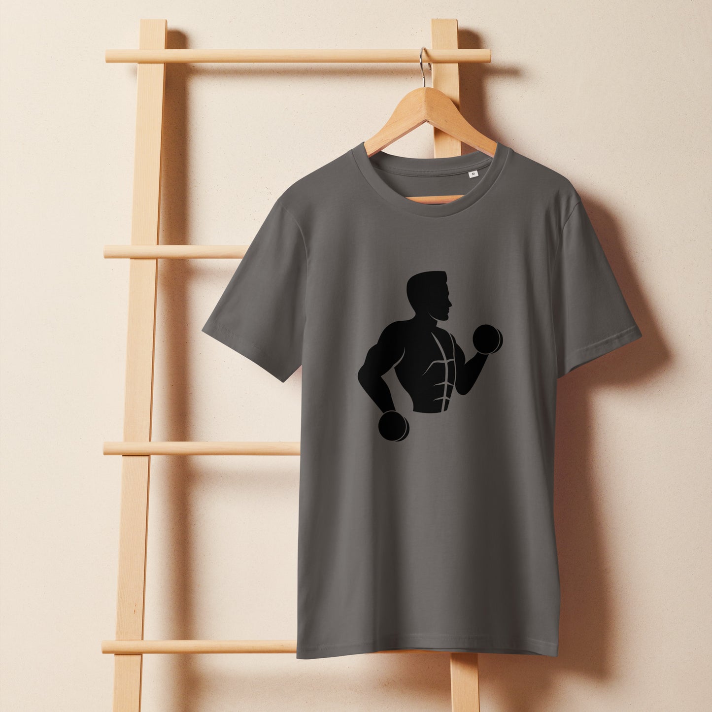 Men's Organic Mid-Light T-Shirt Weightlifting Design | Fitness Apparel
