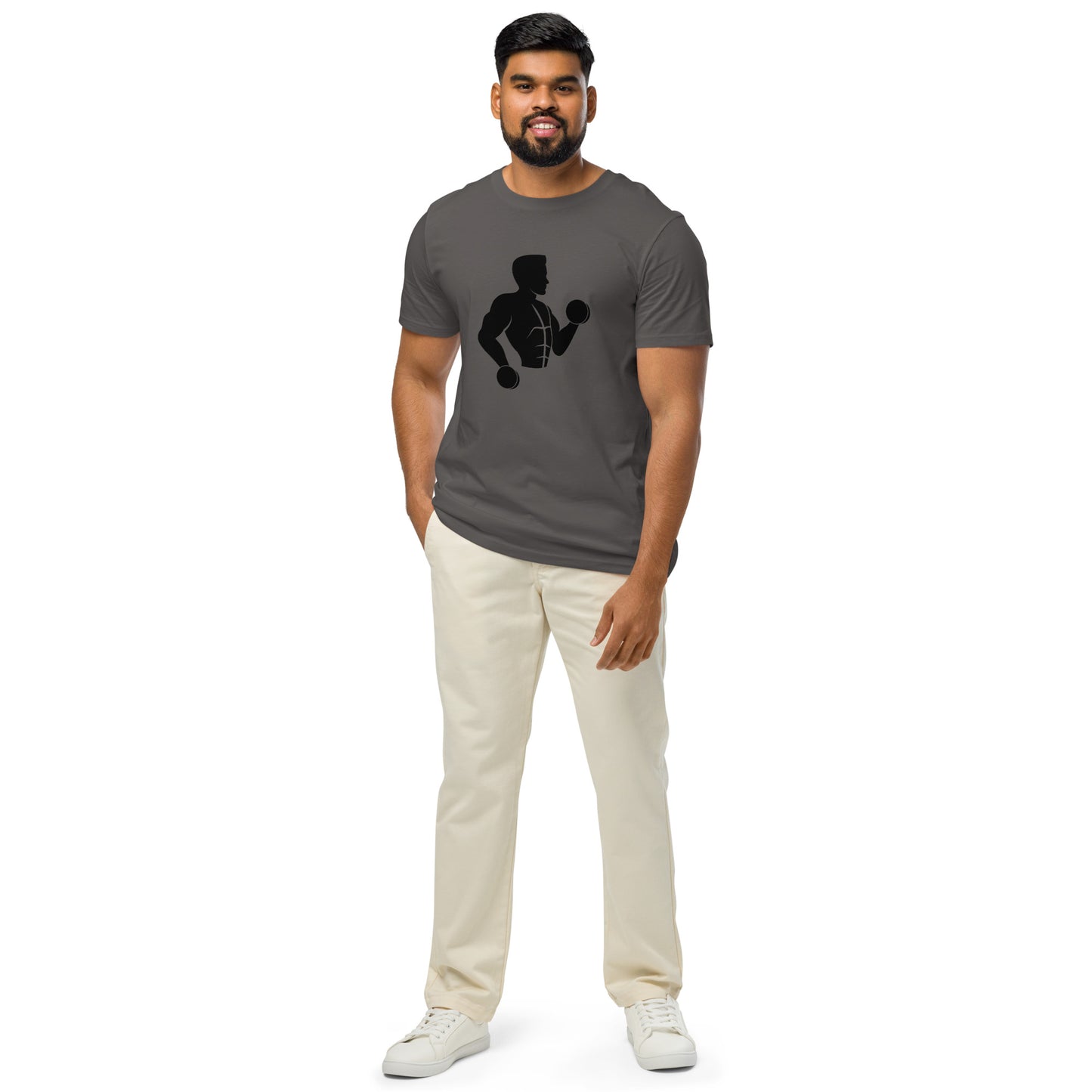 Men's Organic Mid-Light T-Shirt Weightlifting Design | Fitness Apparel