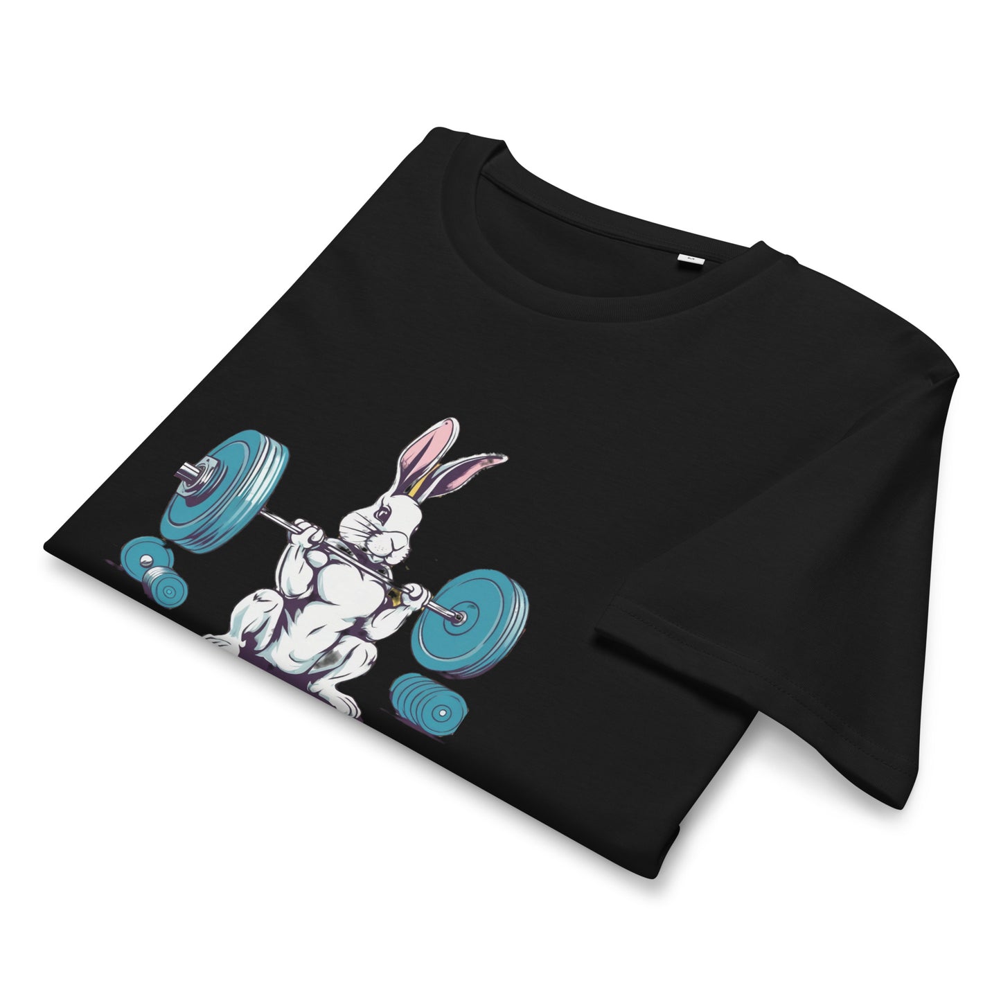 Men's Organic Mid-Light T-Shirt Bunny Weightlifting | Eco-Friendly
