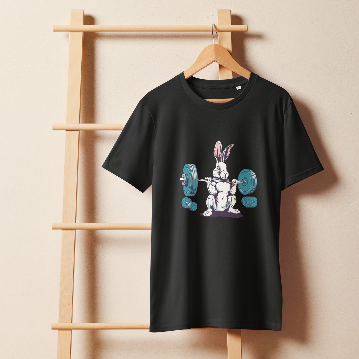 Men's Organic Mid-Light T-Shirt Bunny Weightlifting | Eco-Friendly
