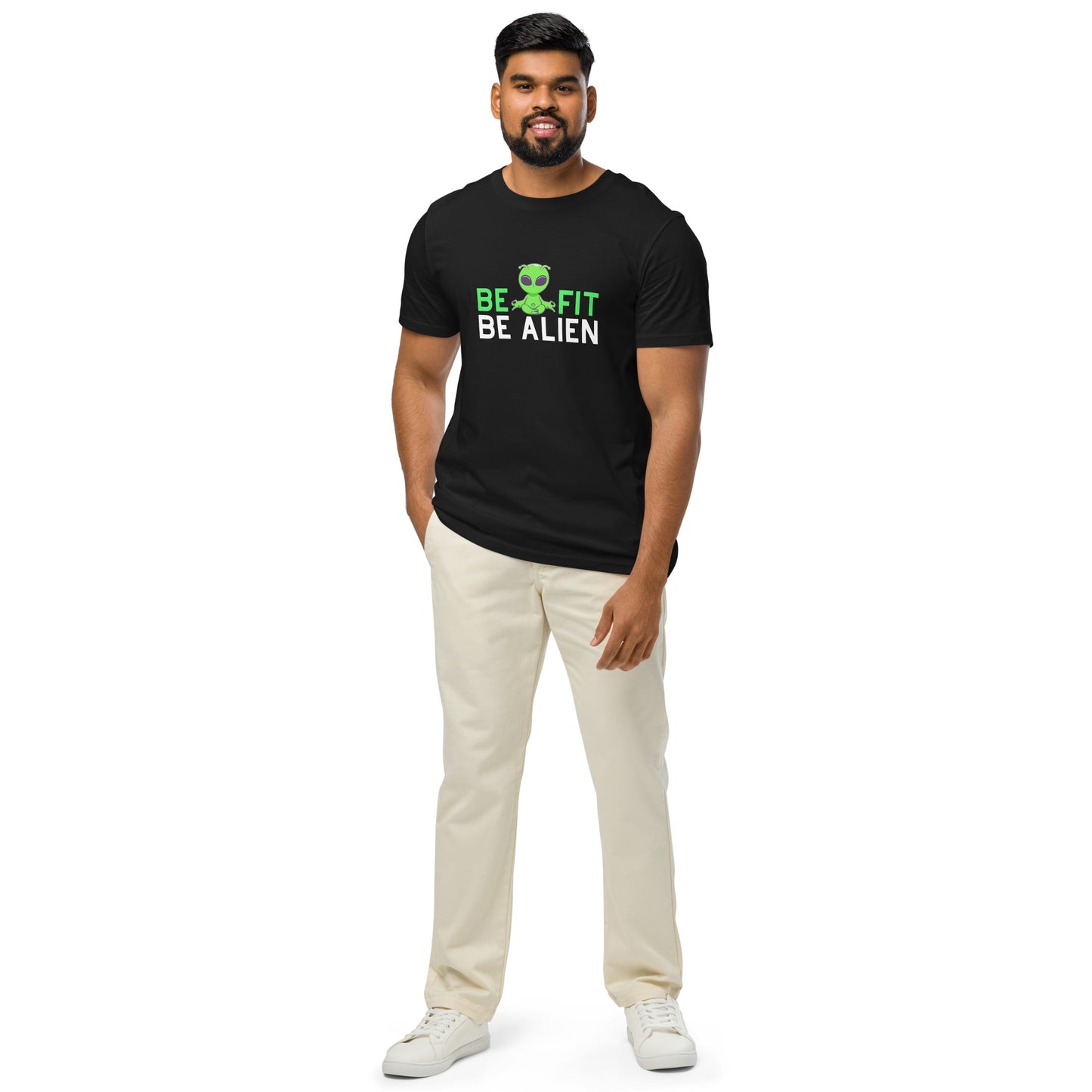 Men's Organic Mid-Light T-Shirt Be Fit Be Alien | Fun Fitness Apparel
