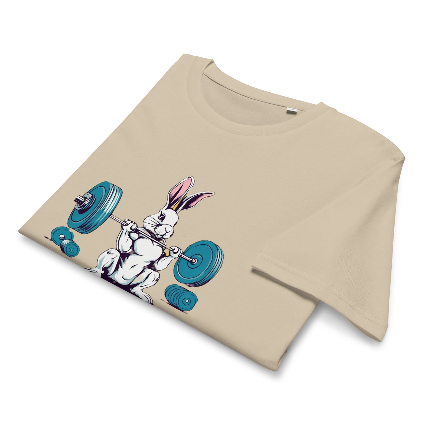 Men's Organic Mid-Light T-Shirt Bunny Weightlifting | Eco-Friendly