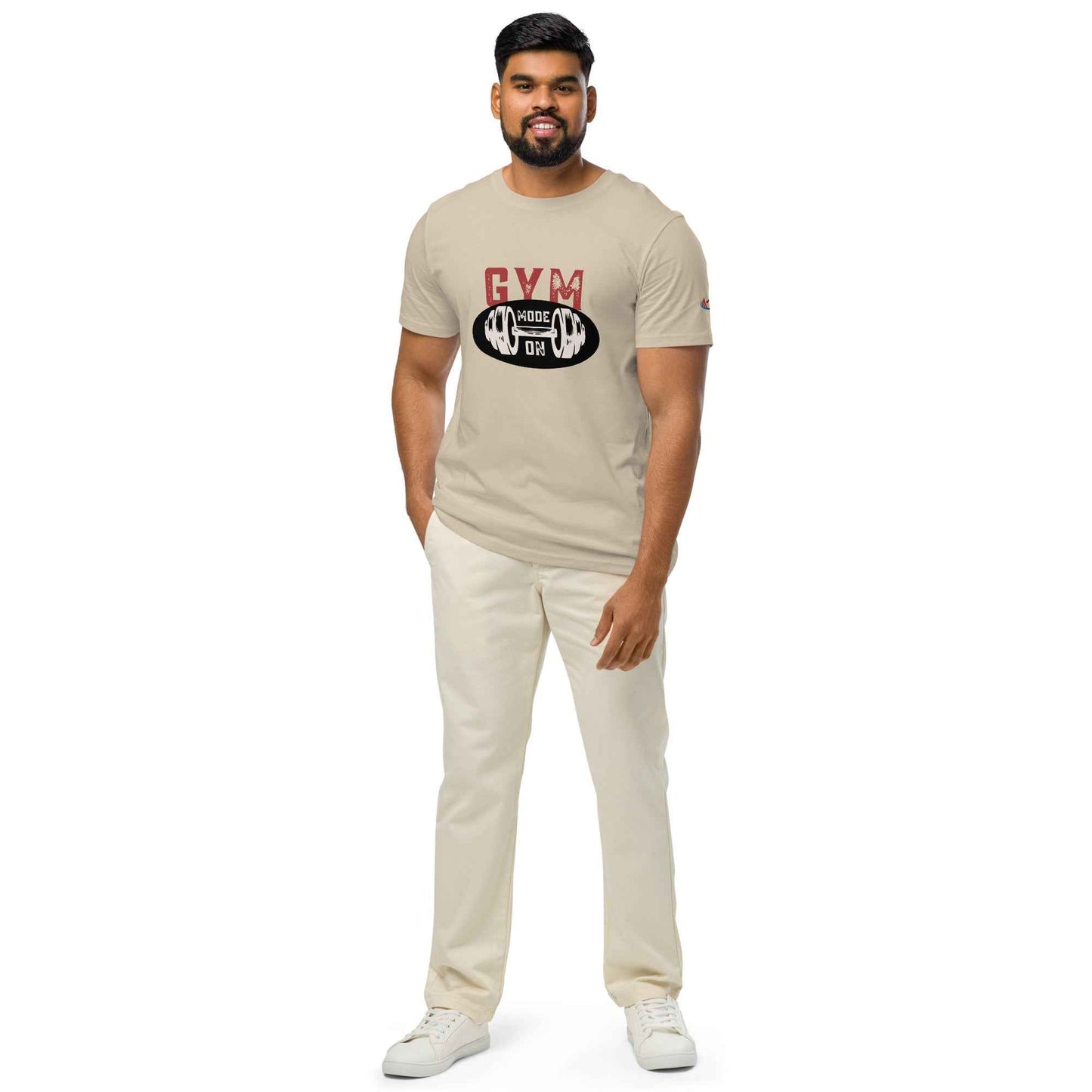 Men's Organic Fitness T-Shirt - Mid-Light Gym Mode On Apparel